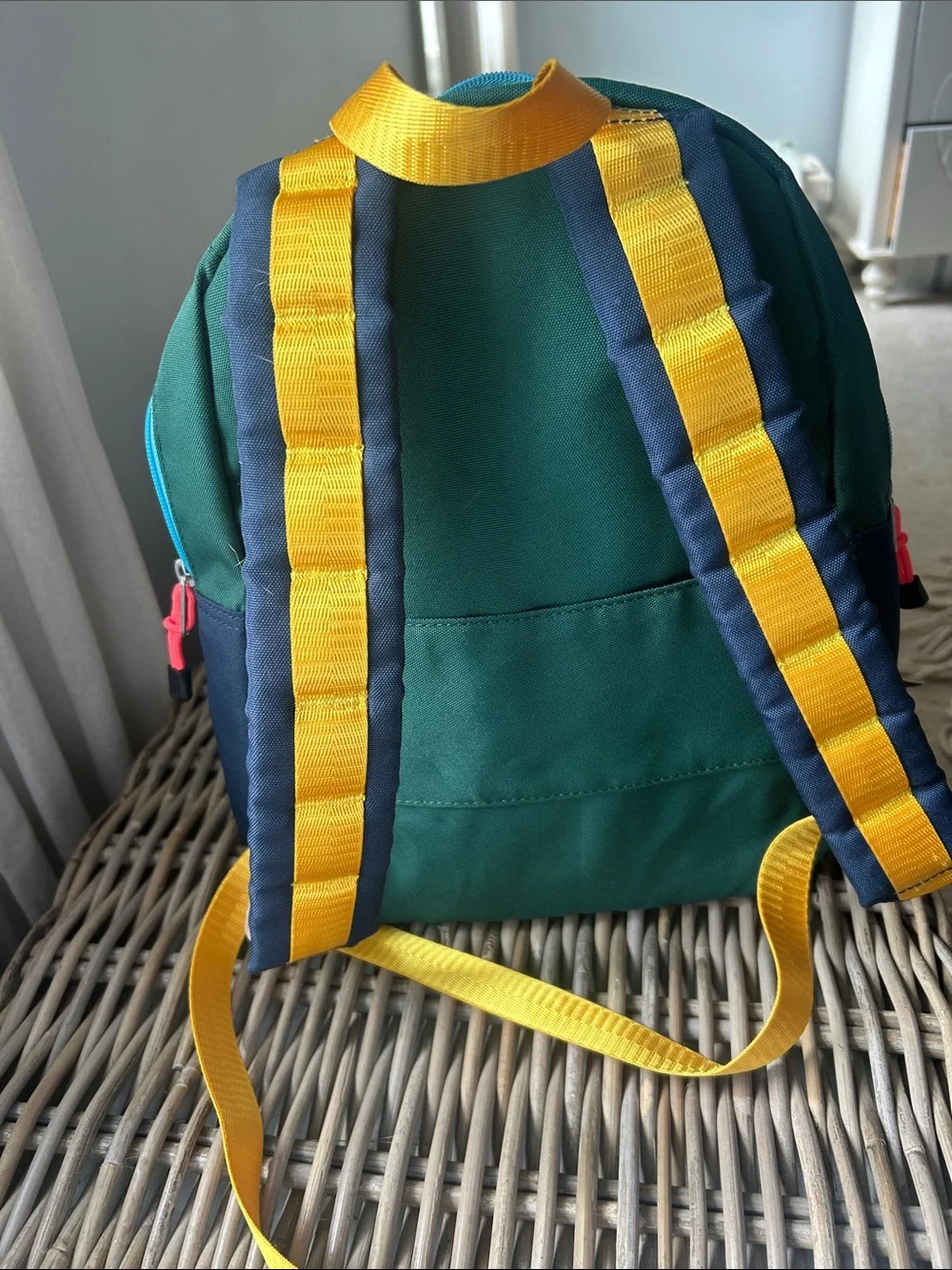 Mini STATE Colorblock Kids Backpack in Green/Navy/Cream with Yellow Accents